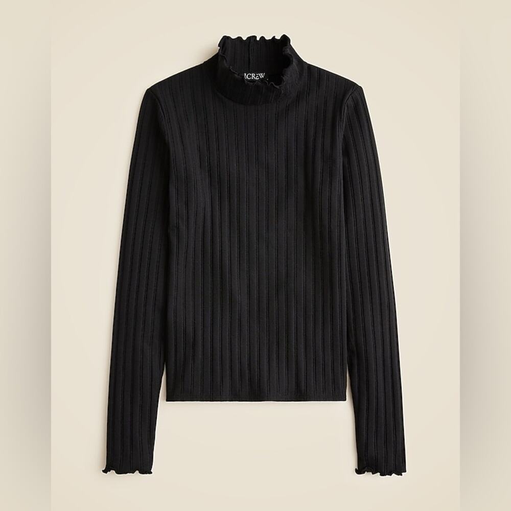 J. Crew Pointelle knit turtleneck Size CF645 Size S Black